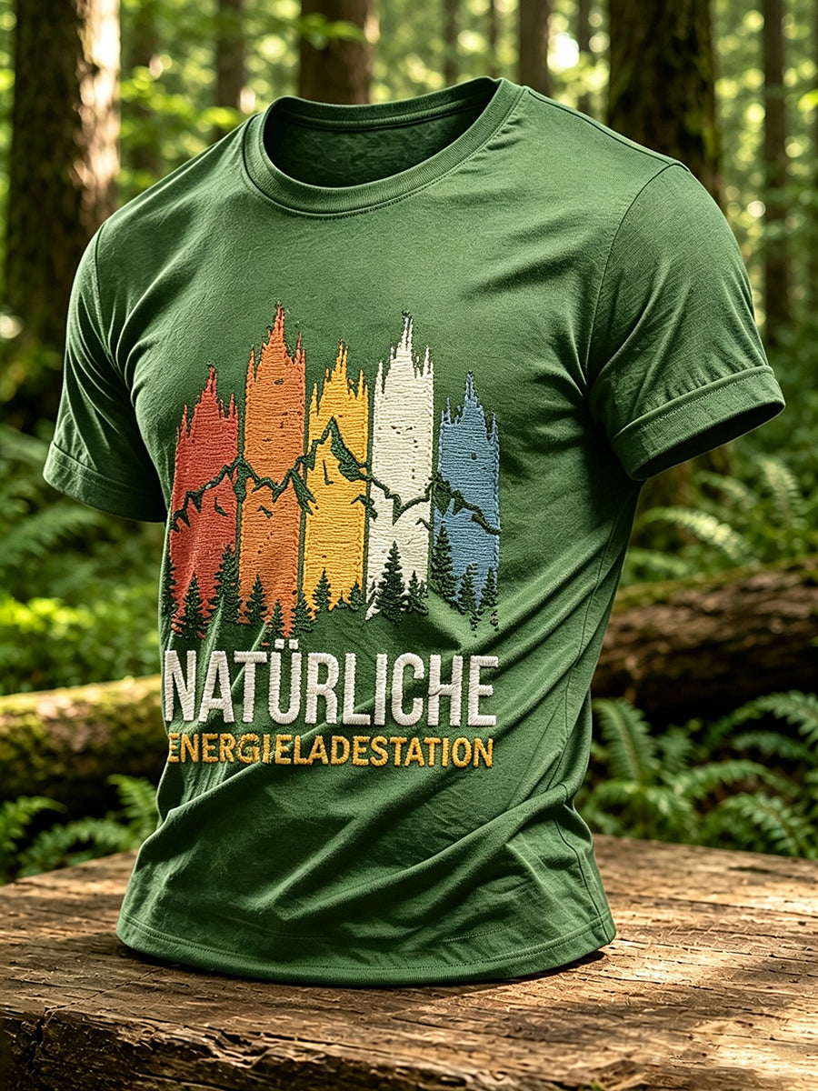 Herren-T-Shirt mit Outdoor- und Naturmotiv – Waldgrafik