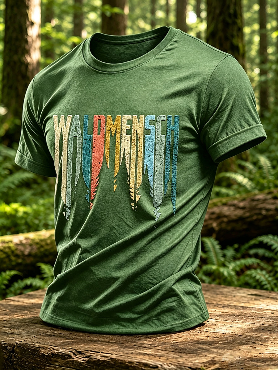 Herren-T-Shirt mit Outdoor- und Naturmotiv – Waldgrafik