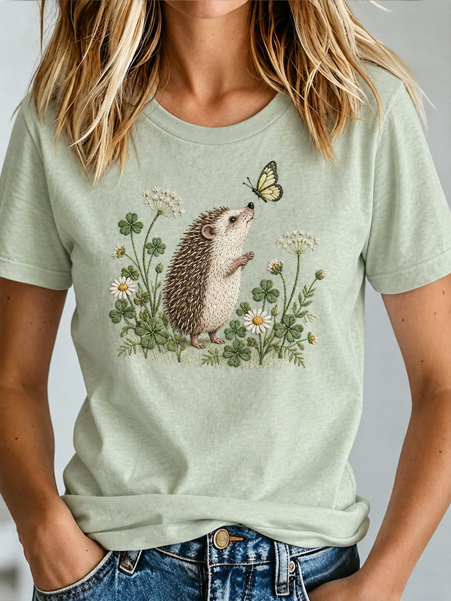 Damen-T-Shirt mit niedlichem Igel-Print