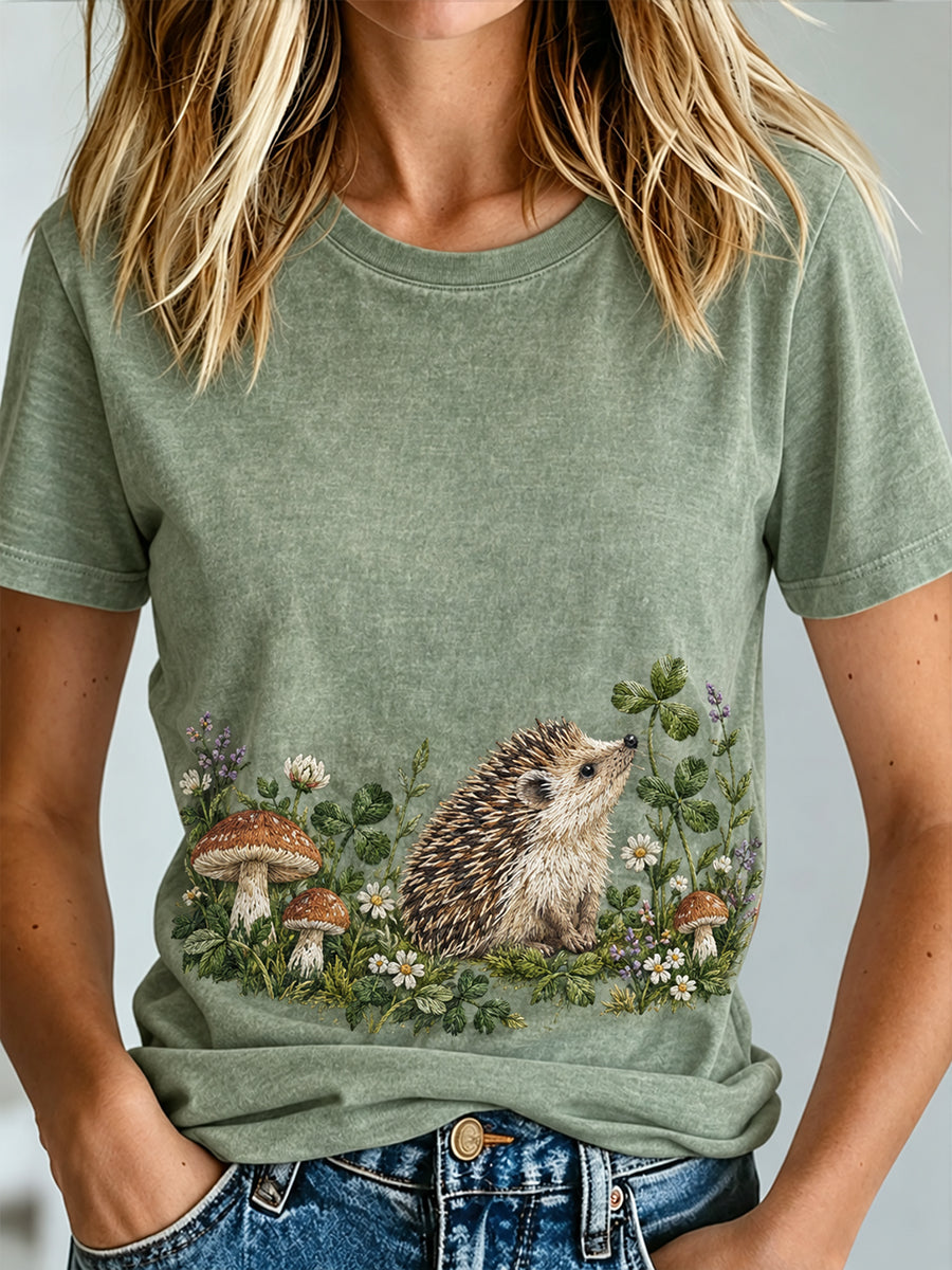 Damen-T-Shirt mit niedlichem Igel-Print