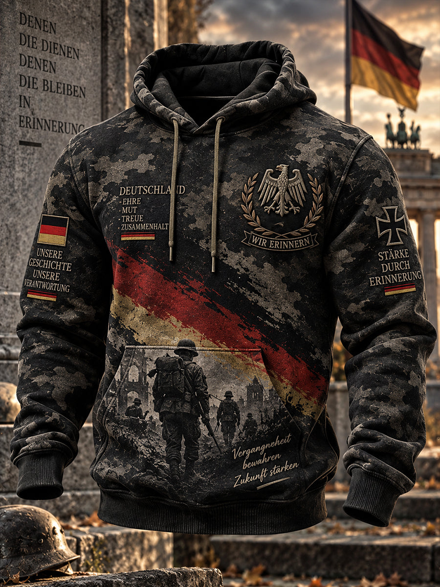 Herren-Kapuzenpullover mit langen Ärmeln und Aufdruck zum Gedenken an die Veteranen