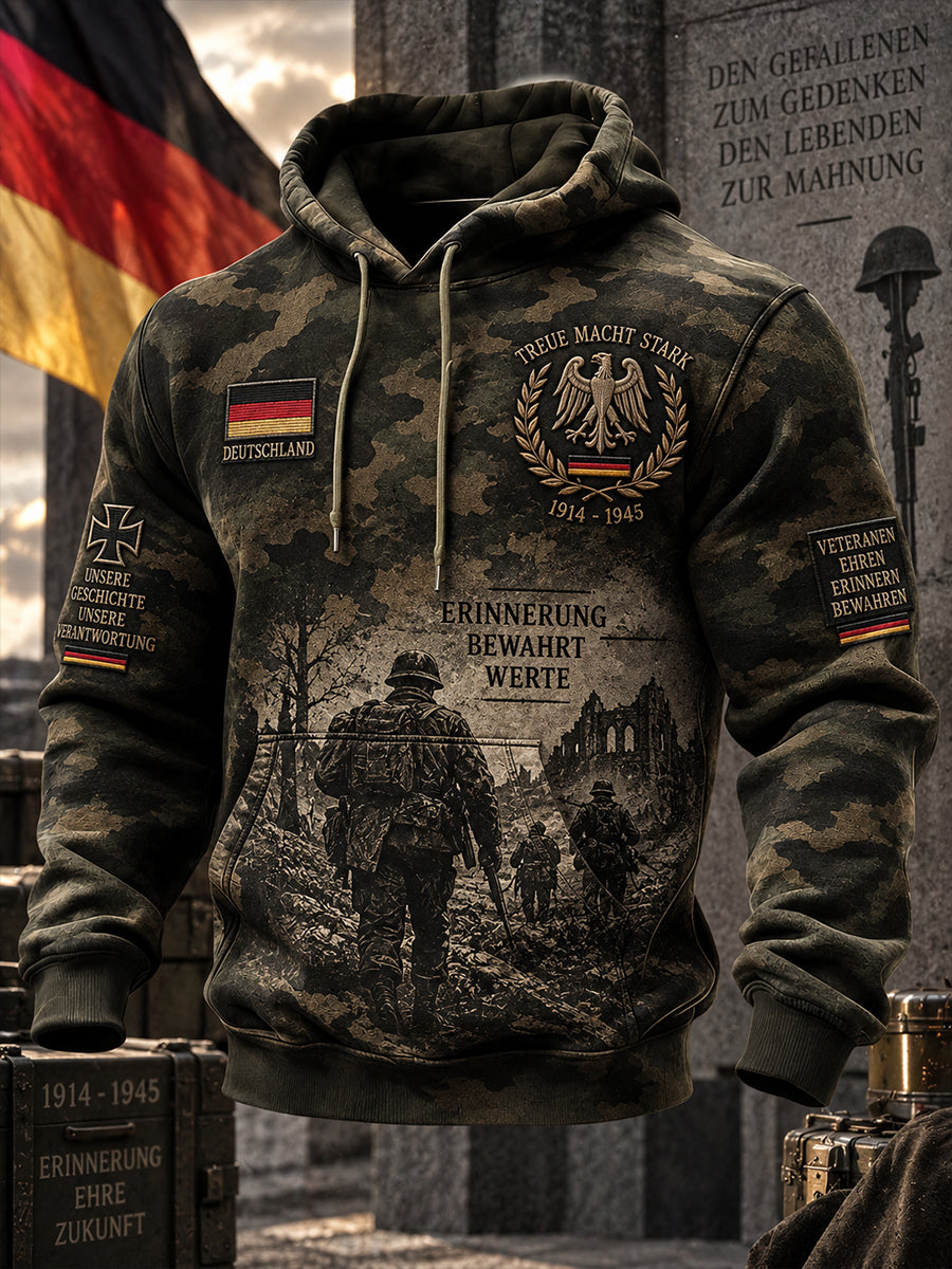 Herren-Kapuzenpullover mit langen Ärmeln und Aufdruck zum Gedenken an die Veteranen