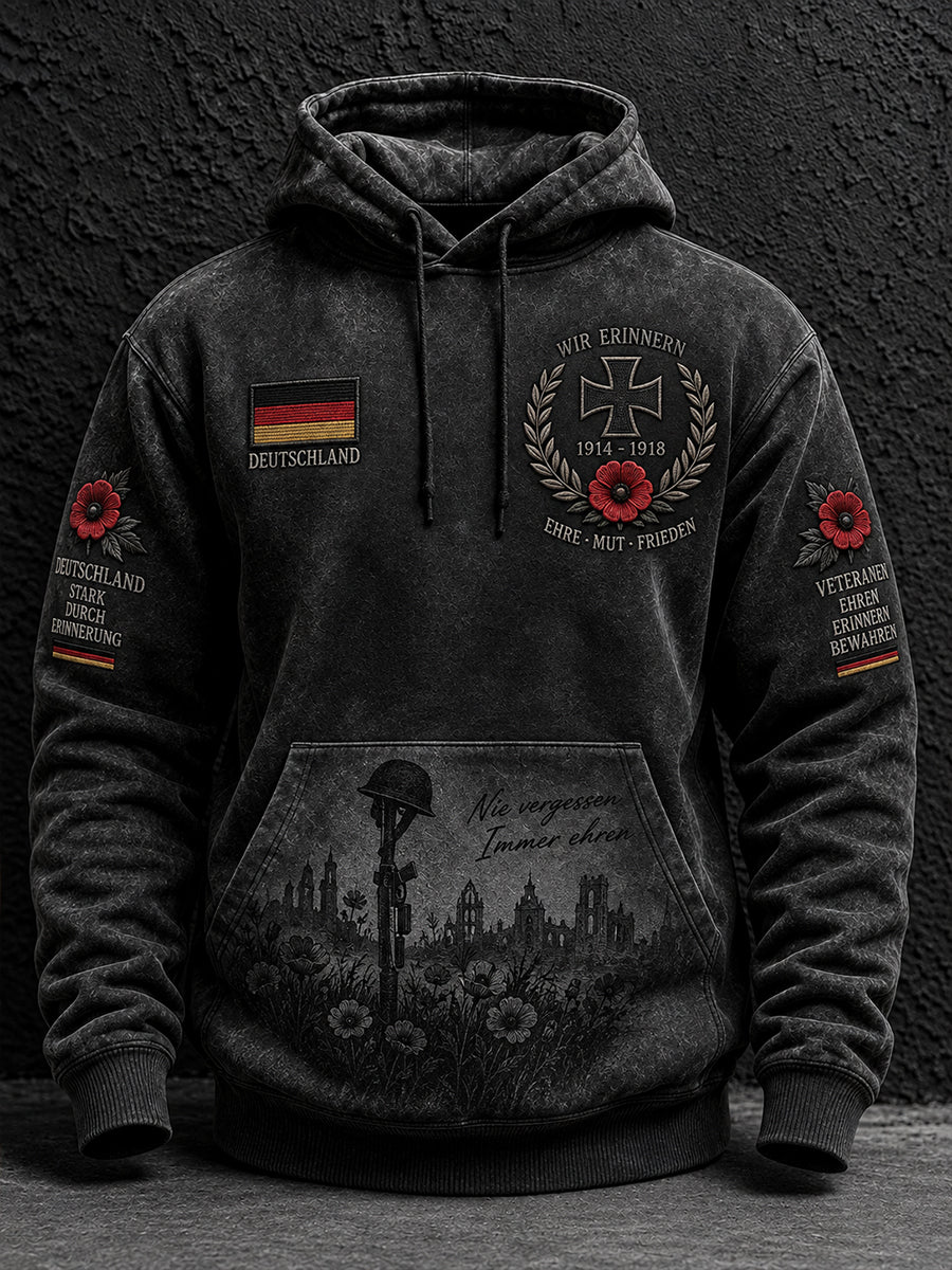 Herren-Kapuzenpullover mit langen Ärmeln und Aufdruck zum Gedenken an die Veteranen