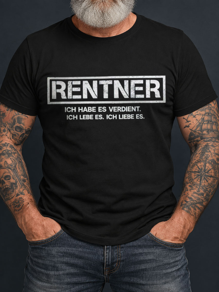 Lustiges Herren-T-Shirt mit deutschem Rentner-Renten-Slogan