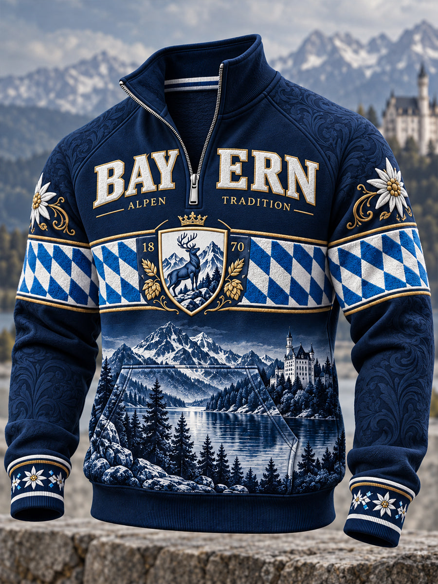 Herren Bavaria Half-Zip Stand Kragen Sweatshirt