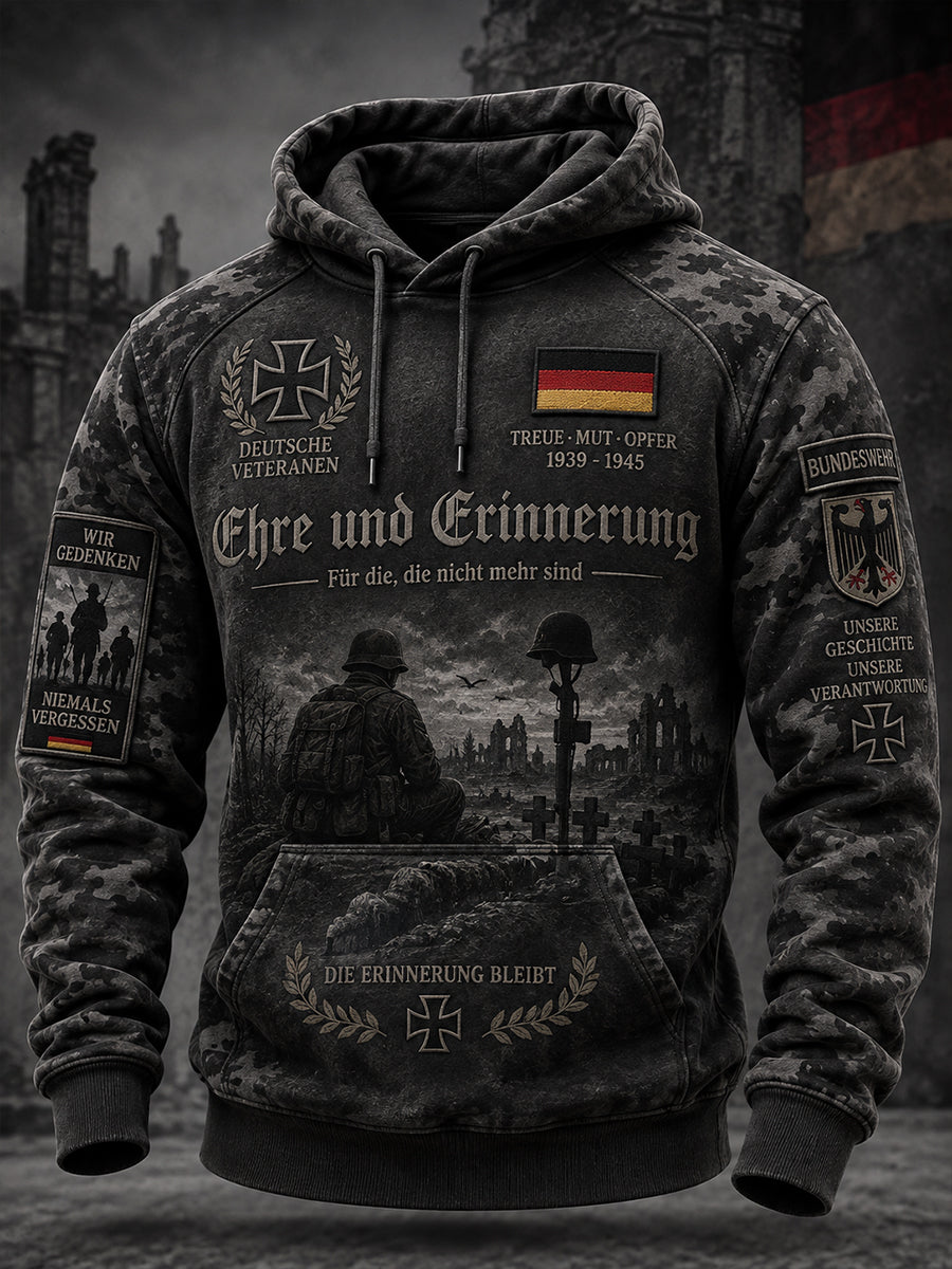 Herren-Kapuzenpullover mit langen Ärmeln und Aufdruck zum Gedenken an Veteranen