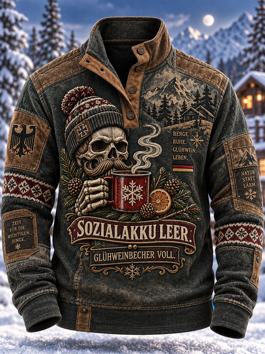 Herren-Hoodie mit vier Knöpfen und witzigem Spruch