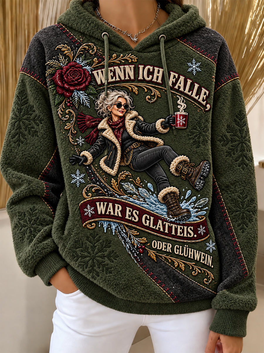 Frauen-Kapuzenpullover aus Flanell mit humorvollem Spruch