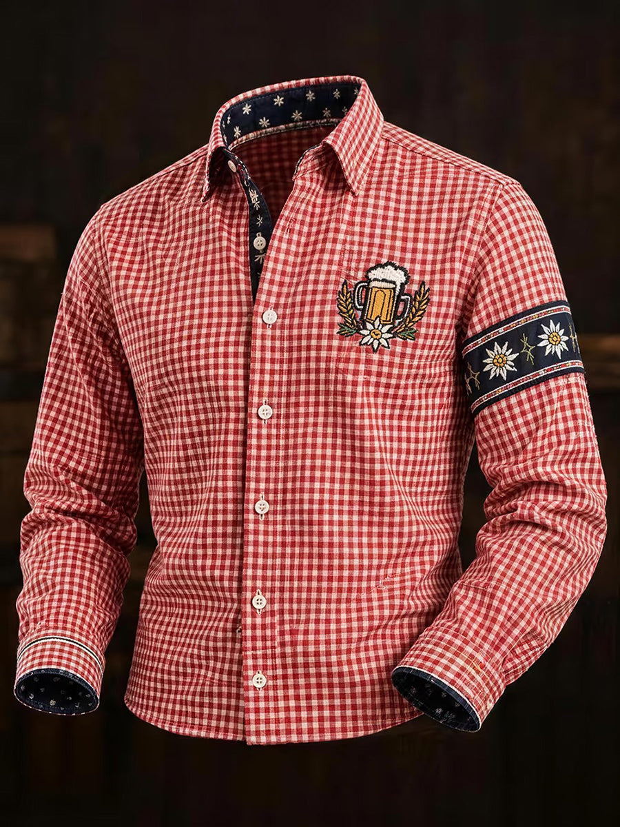 Langärmliges Herren hemd im Oktoberfest-Stil