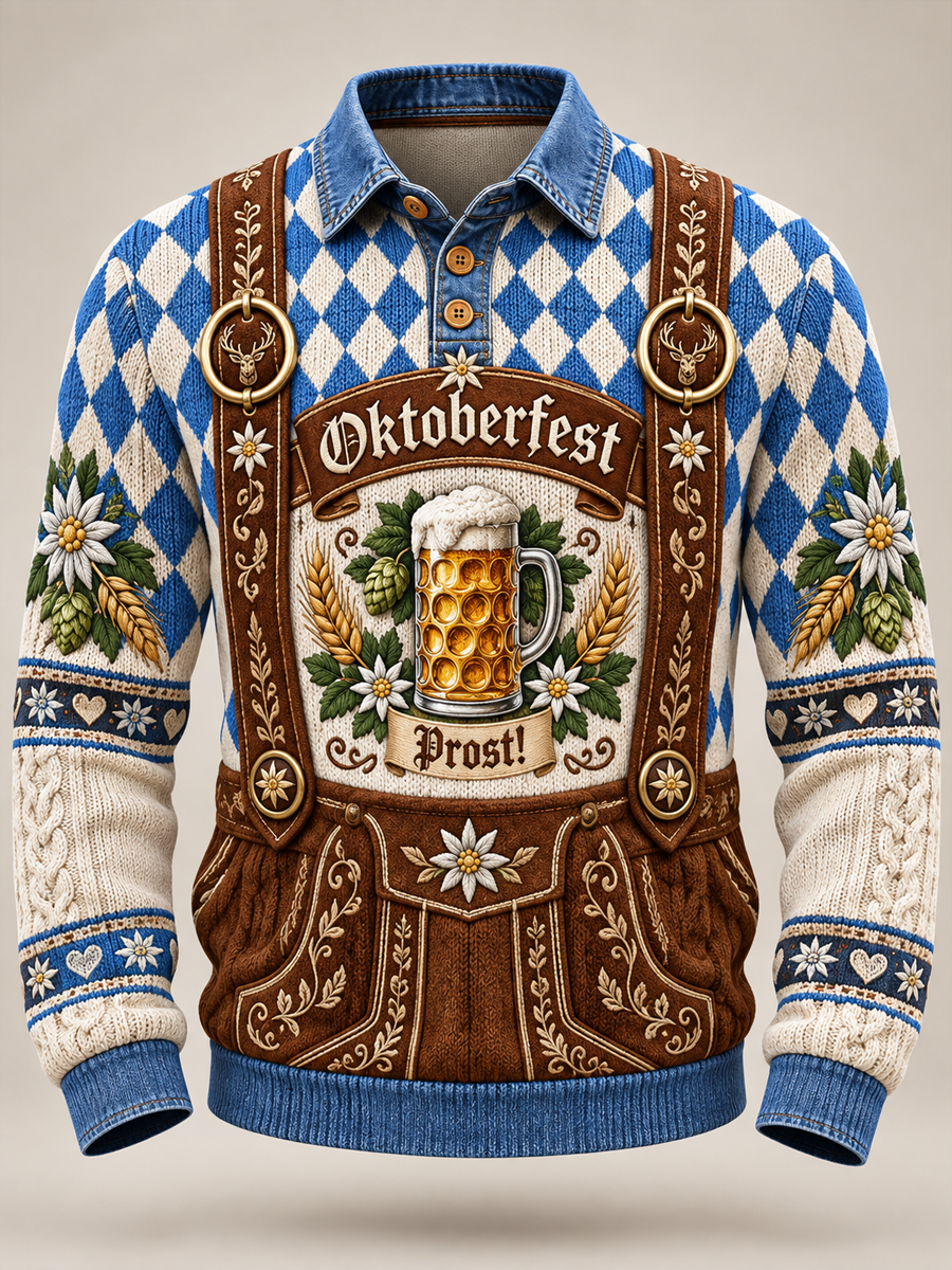Oktoberfest-Hemd für Herren mit langen Ärmeln