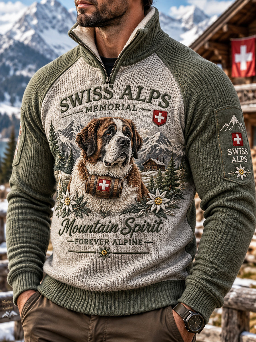 Langärmliges Sweatshirt mit langärmlinisem Ausschnitt für Herren, von Alpine inspiriert