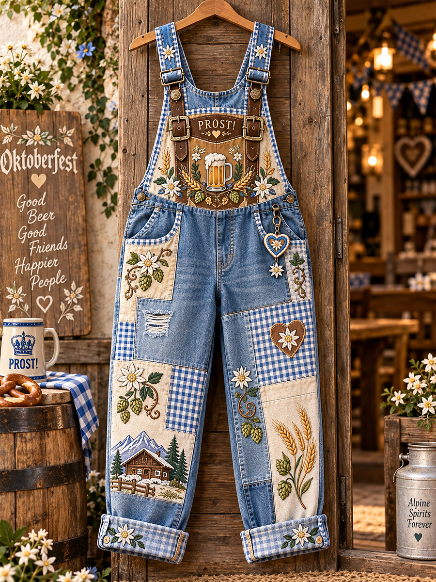 Damen Oktoberfest Kunstdruck Casual Overalls
