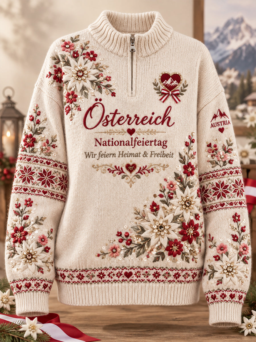 Damen-Jahrestagsdruck-Strickrollkragenpullover