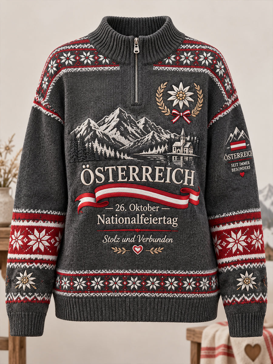 Damen-Jahrestagsdruck-Strickrollkragenpullover