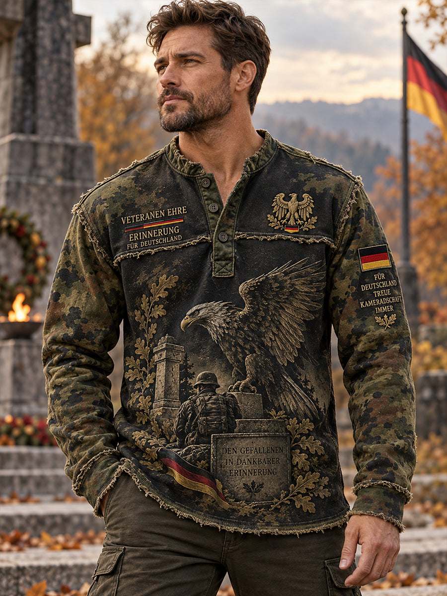 Langärmliges Herren oberteil mit Veteran Memorial Grafik druck