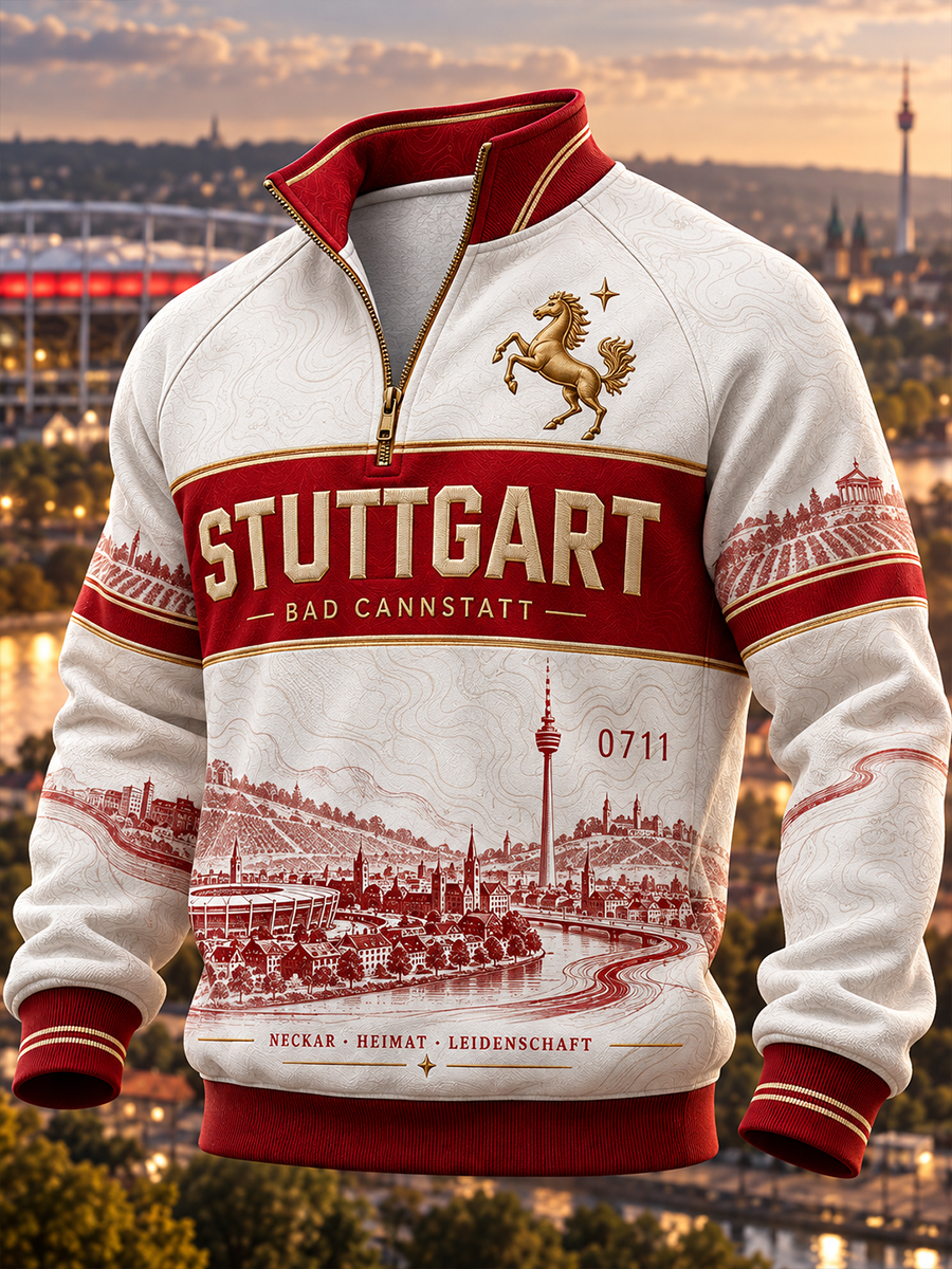 Herren Vfb Stuttgart Kapuzen pullover mit Reiß verschluss