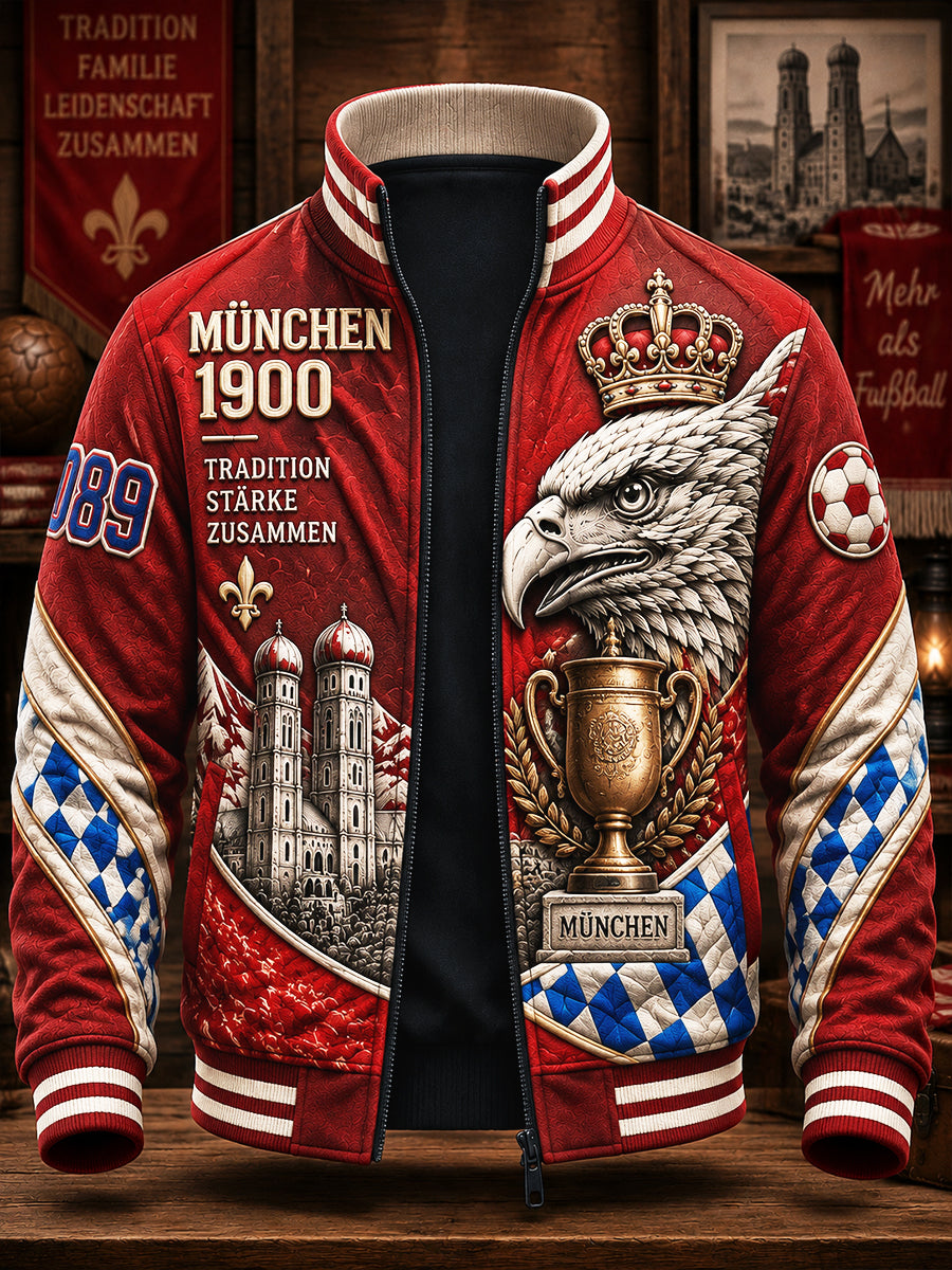Herren Rote bundes liga Bayern München Fußball-bedruckte Freizeit jacke mit Reiß verschluss