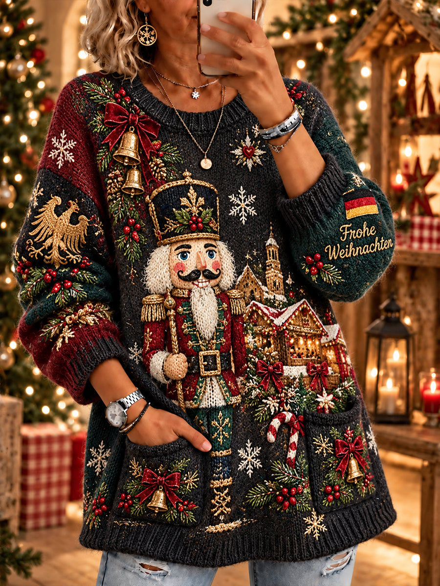 Damenstrickpullover mit weihnachtlichem Muster