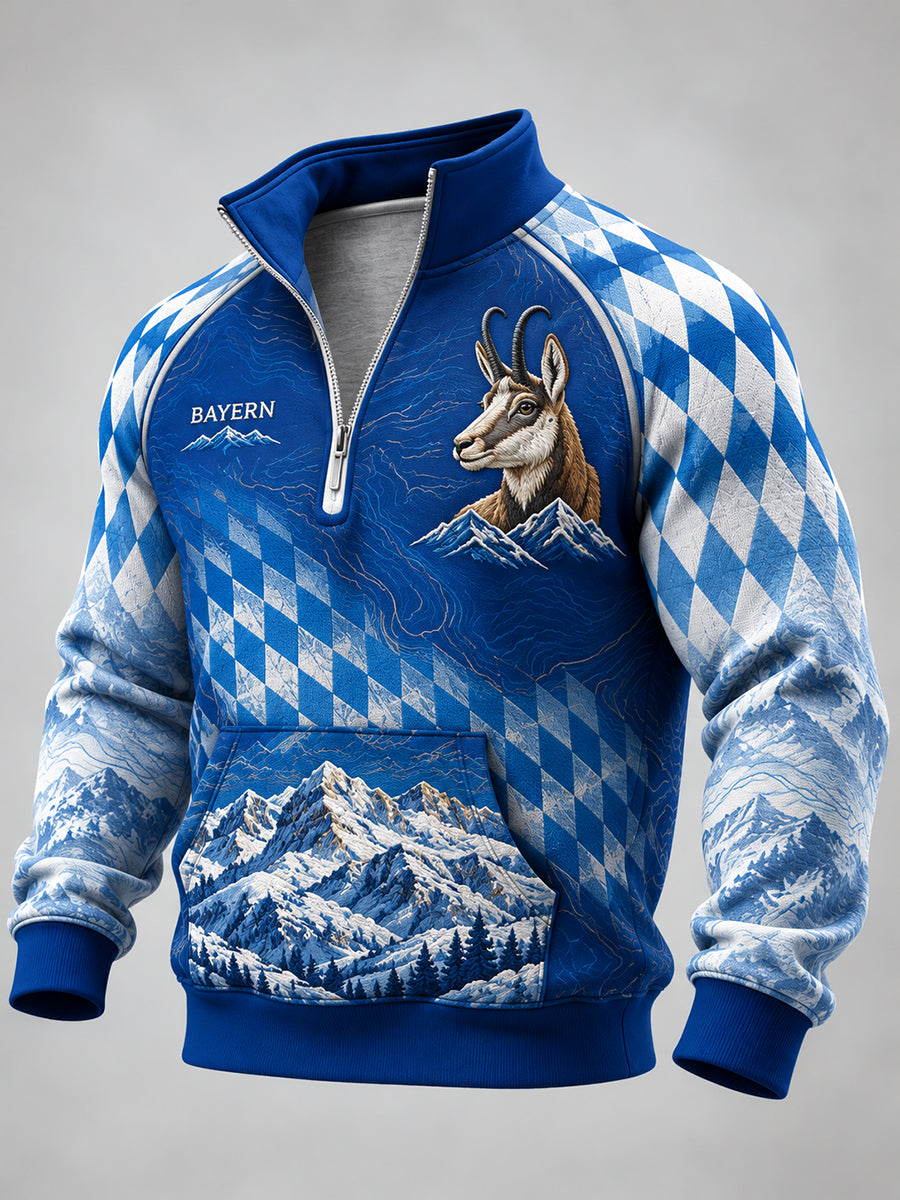 Herren-Sweatshirt für bayerische Kultur mit halbem Reiß verschluss