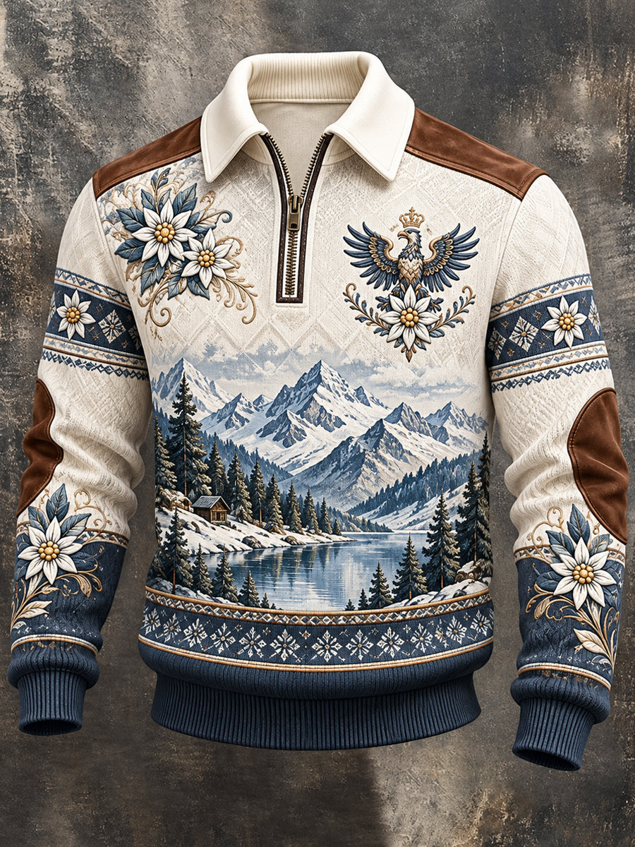 Österreichischer Kunst-Kapuzenpullover mit Reißverschluss für Herren