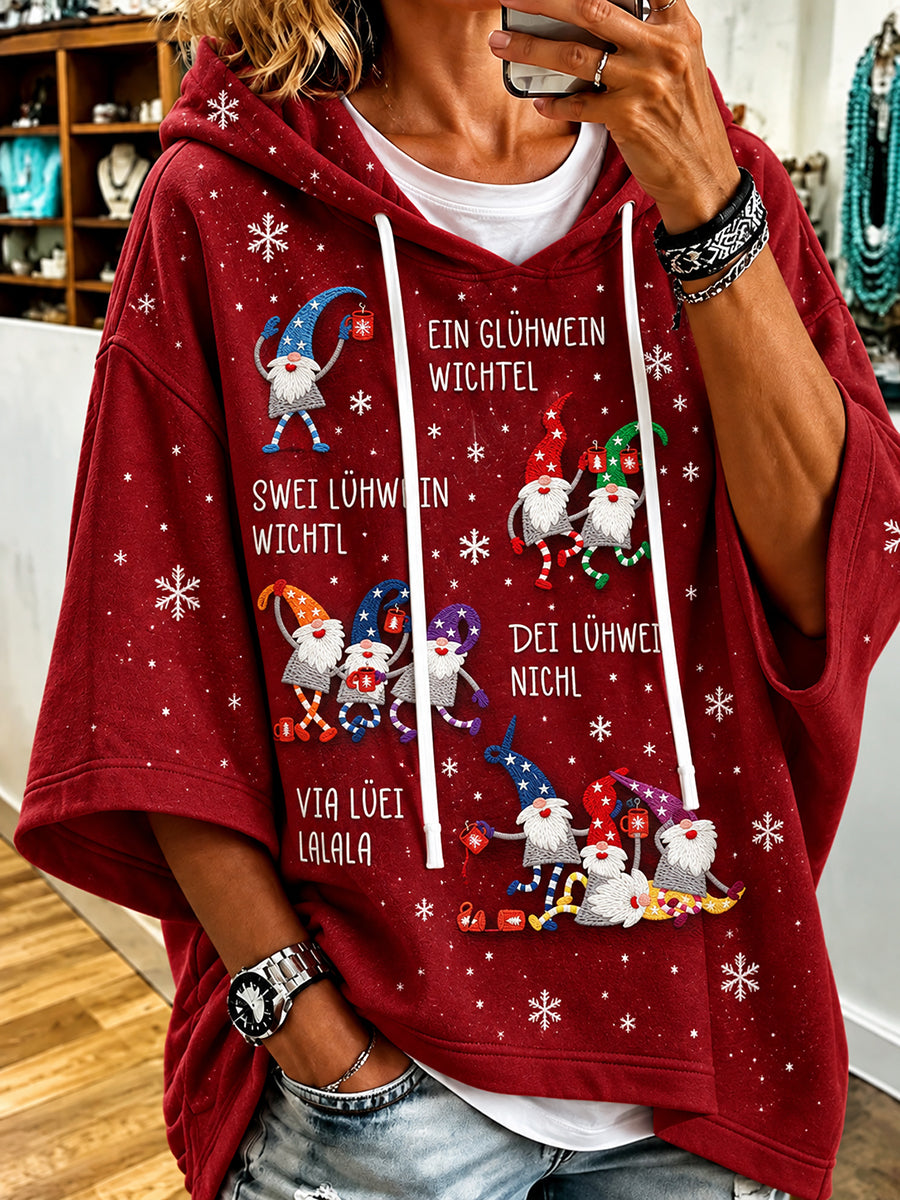 Damen-Kurzarm-Kapuzen pullover mit Weihnachts druck