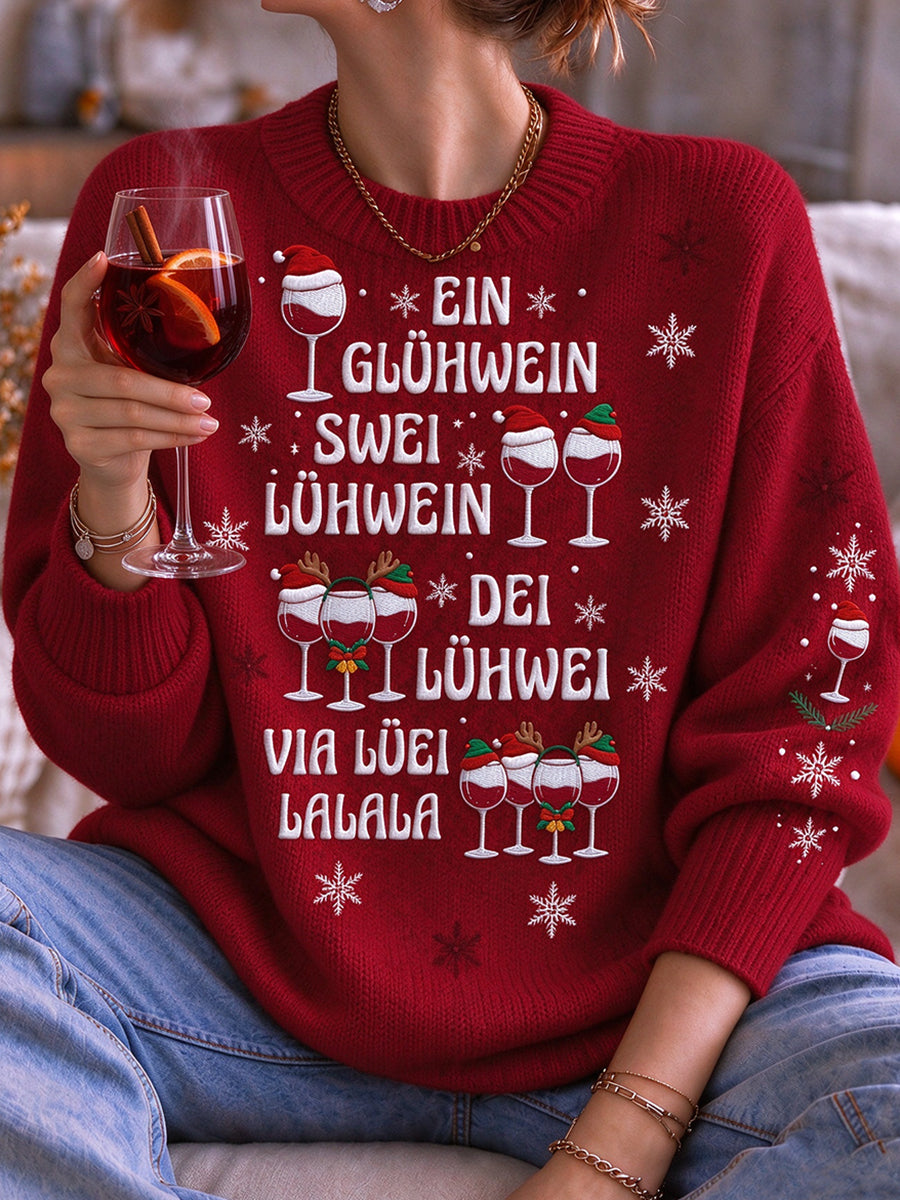 Weihnachtspullover für Damen mit Rundhalsausschnitt und Print
