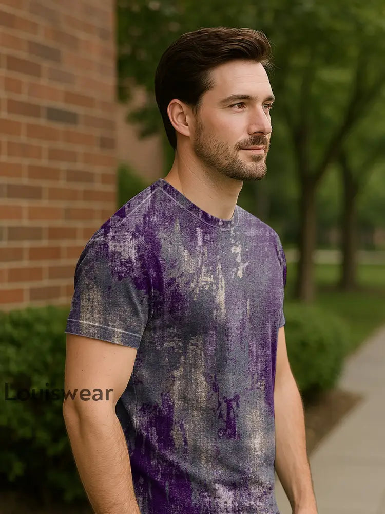 Unisex Retro Abstrakt Graffiti Print lässig Lose Kurzarm T-Shirt