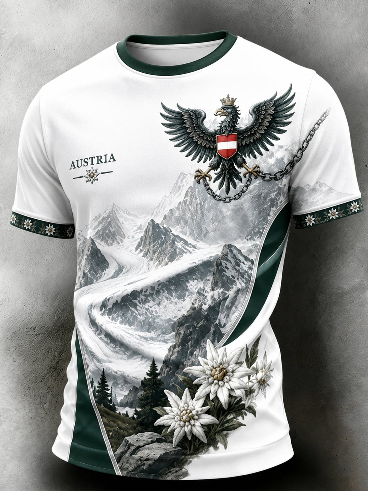 Herren-T-Shirt mit künstlerischem Aufdruck des österreichischen Nationalvogels (Jubel-Motiv)