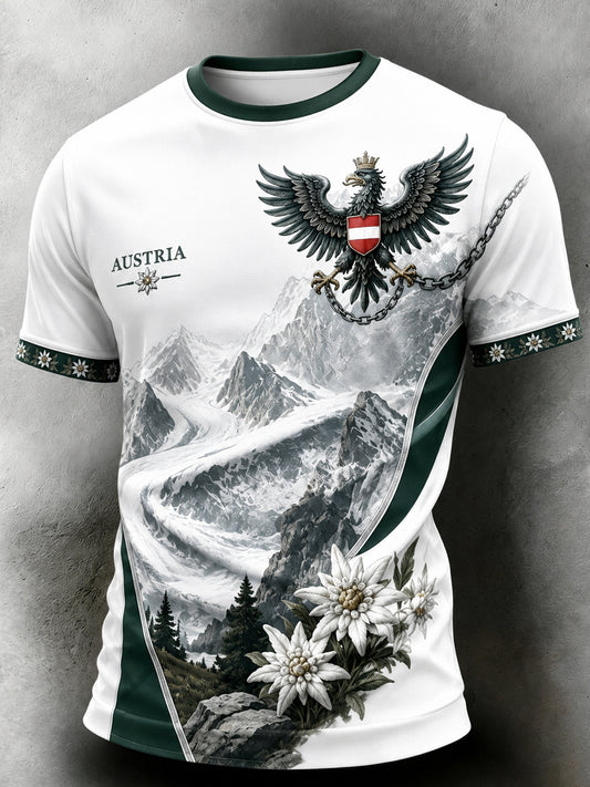 Herren-T-Shirt mit künstlerischem Aufdruck des österreichischen Nationalvogels (Jubel-Motiv)