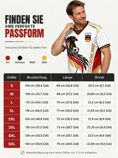 Herren-Fußballfan-T-Shirt aus Deutschland mit V-Ausschnitt und Print