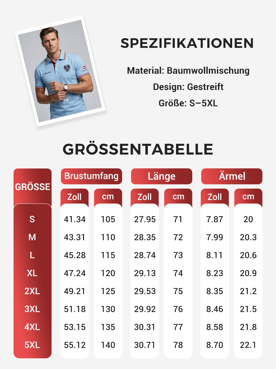Herren-Poloshirt mit Bergmotiv-Stickerei und -Print