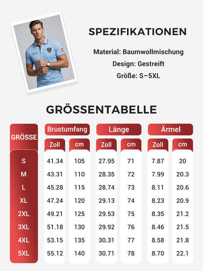 Herren-Poloshirt mit Bergmotiv-Stickerei und -Print