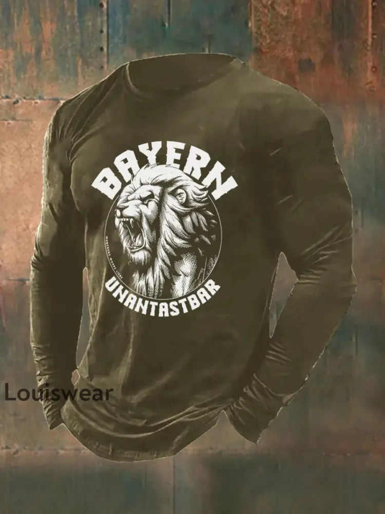 Bayern-Langarm-T-Shirt für Herren Armee grün / S T-Shirt