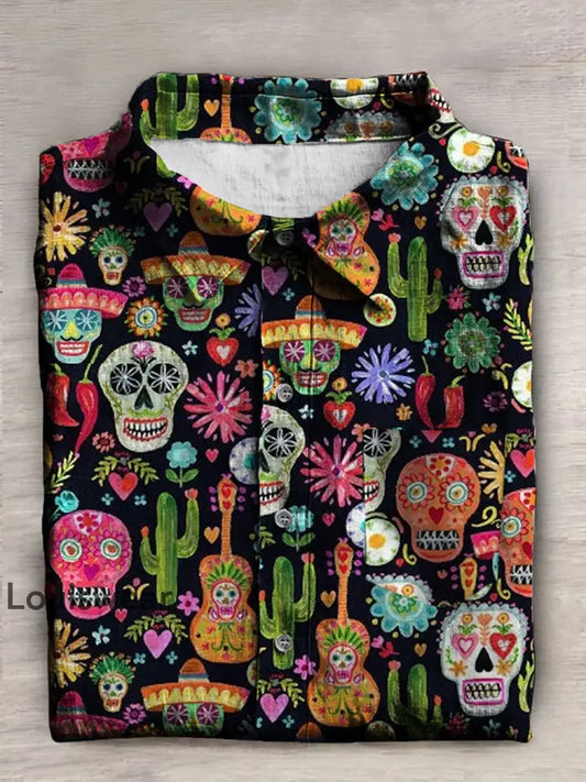 Bedrucktes Hemd für Männer mit mexikanischem Festival Viva Cinco De Mayo Schwarz / S
