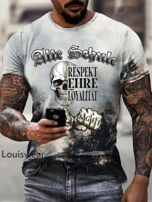 Bedrucktes Kurzarm-T-Shirt für Männer Alte Schule als bild / S