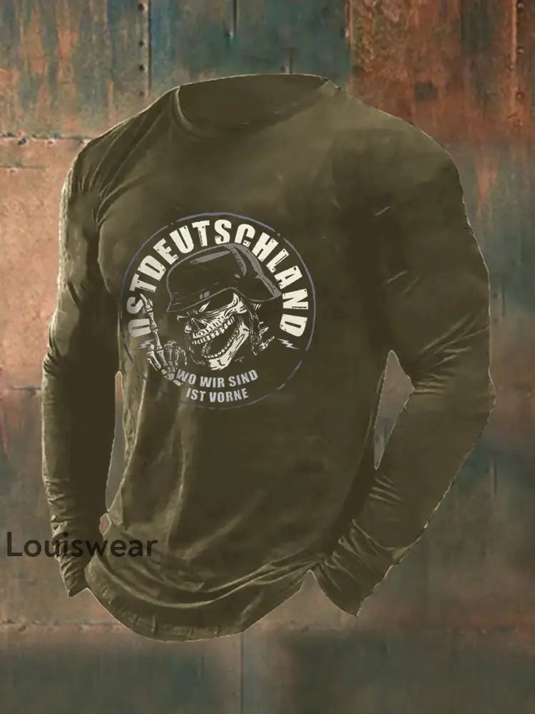 Bedrucktes Kurzarm-T-Shirt für Männer in Ost deutschland Armee grün / S