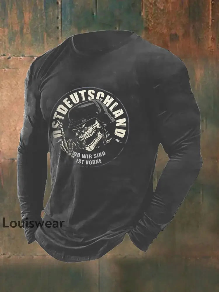 Bedrucktes Kurzarm-T-Shirt für Männer in Ost deutschland Dunkelgrau / S