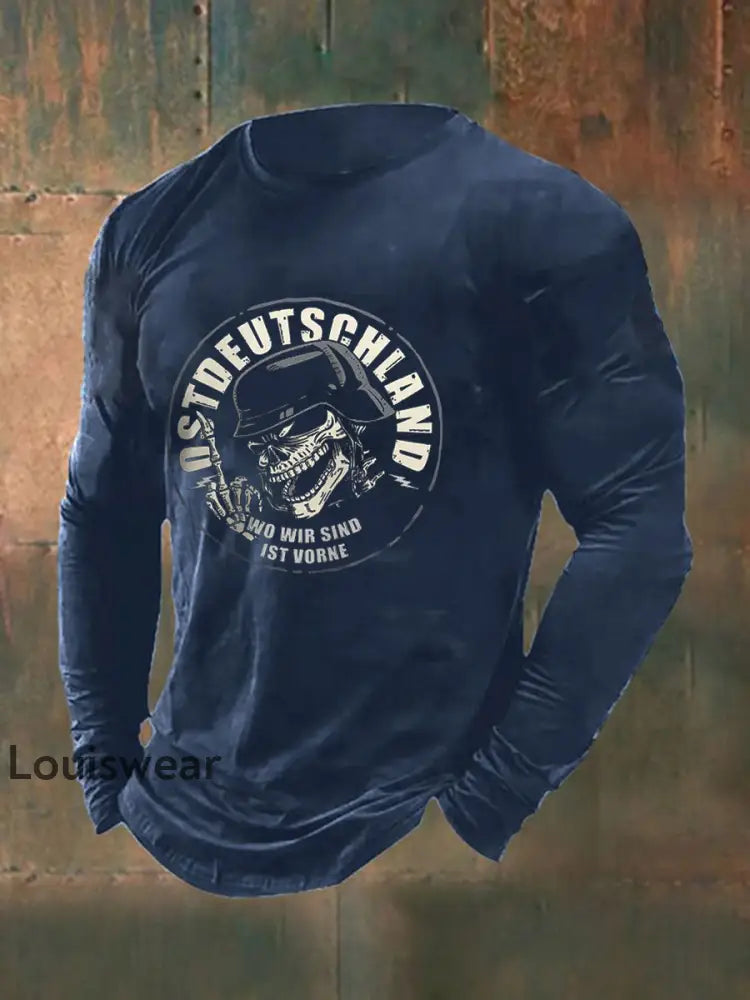 Bedrucktes Kurzarm-T-Shirt für Männer in Ost deutschland Marineblau / S