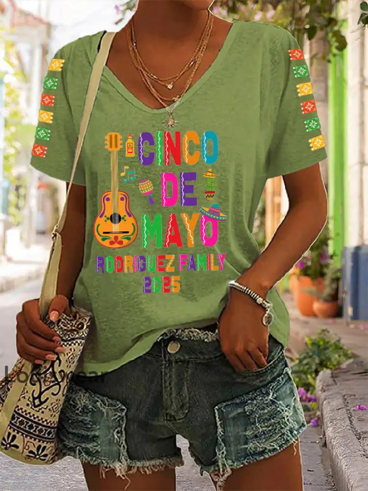 Damen Cinco De Mayo 2025 Casual T-Shirt Grün / S