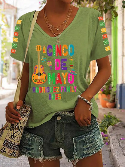 Damen Cinco De Mayo 2025 Casual T-Shirt Grün / S