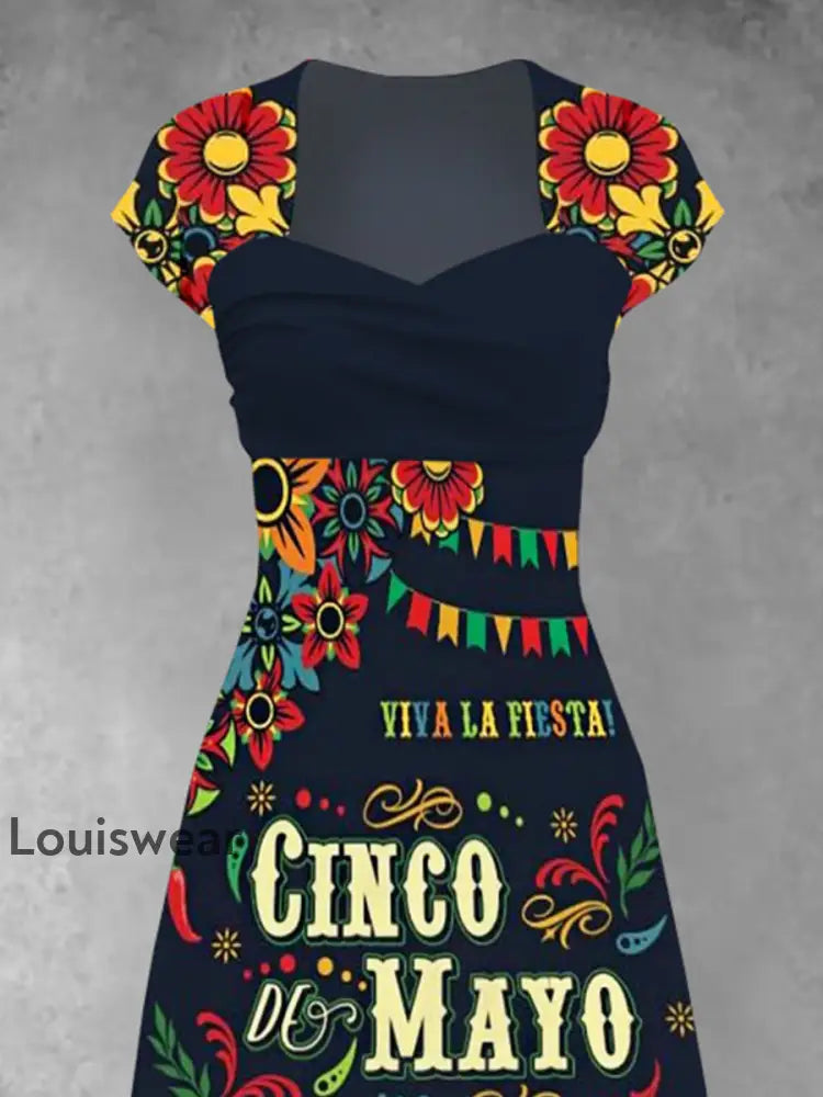 Damen Cinco De Mayo Print Kleid