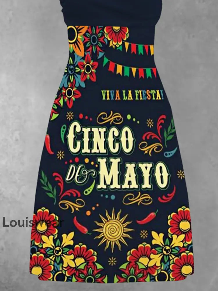 Damen Cinco De Mayo Print Kleid