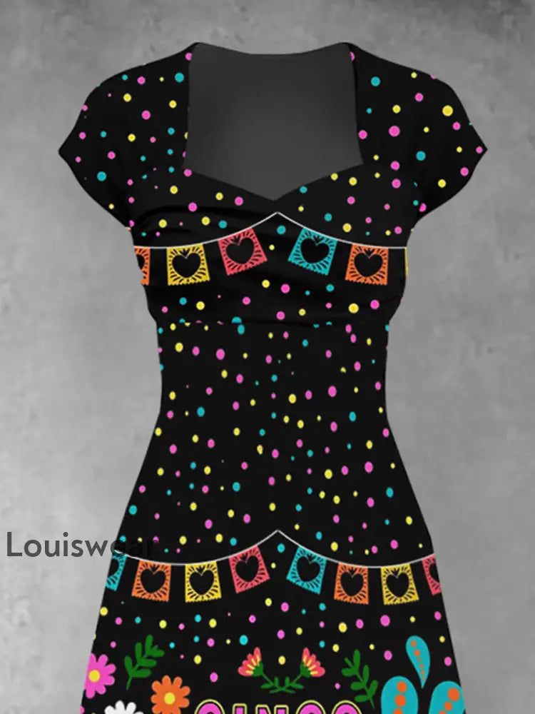 Damen Cinco De Mayo Print Kleid