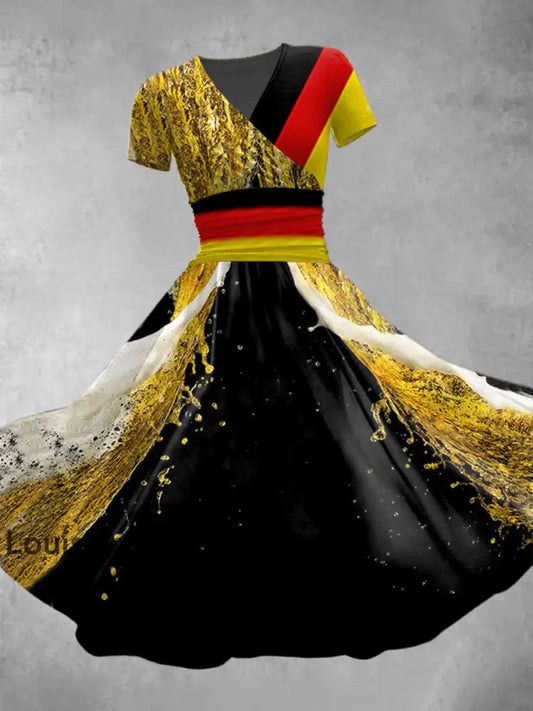 Damen Deutscher Biertag Druck Kleid Wie abgebildet / S