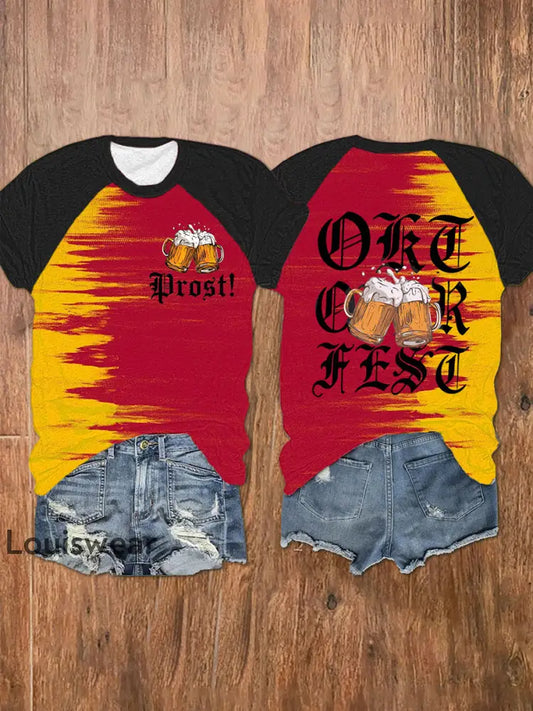 Damen Deutscher Biertag Gedrucktes T-Shirt Wie abgebildet / S