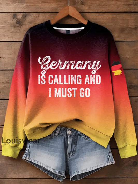 Damen Deutschland bedrucktes langärmliges Sweatshirt als bild / S