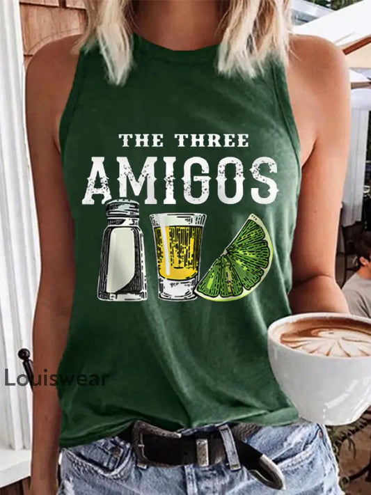 Damen lustig Die drei Amigos Cinco De Mayo Freizeit weste Dunkelgrün / S