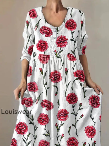 Damen-Nelken druck Freizeit kleid