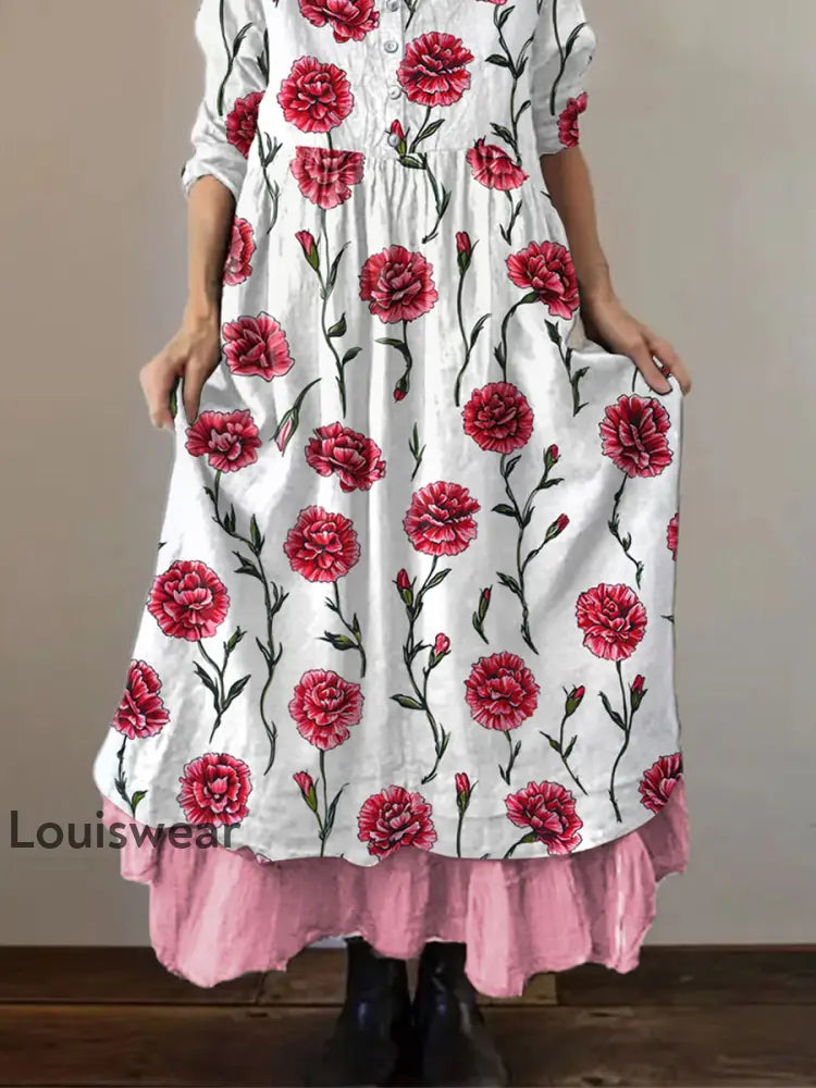 Damen-Nelken druck Freizeit kleid