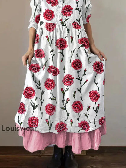 Damen-Nelken druck Freizeit kleid